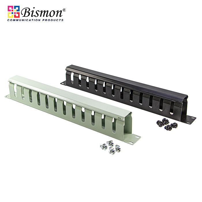 Cable Management Panel with Cover-Black color (แผงจัดสายหน้าตู้ rack)
